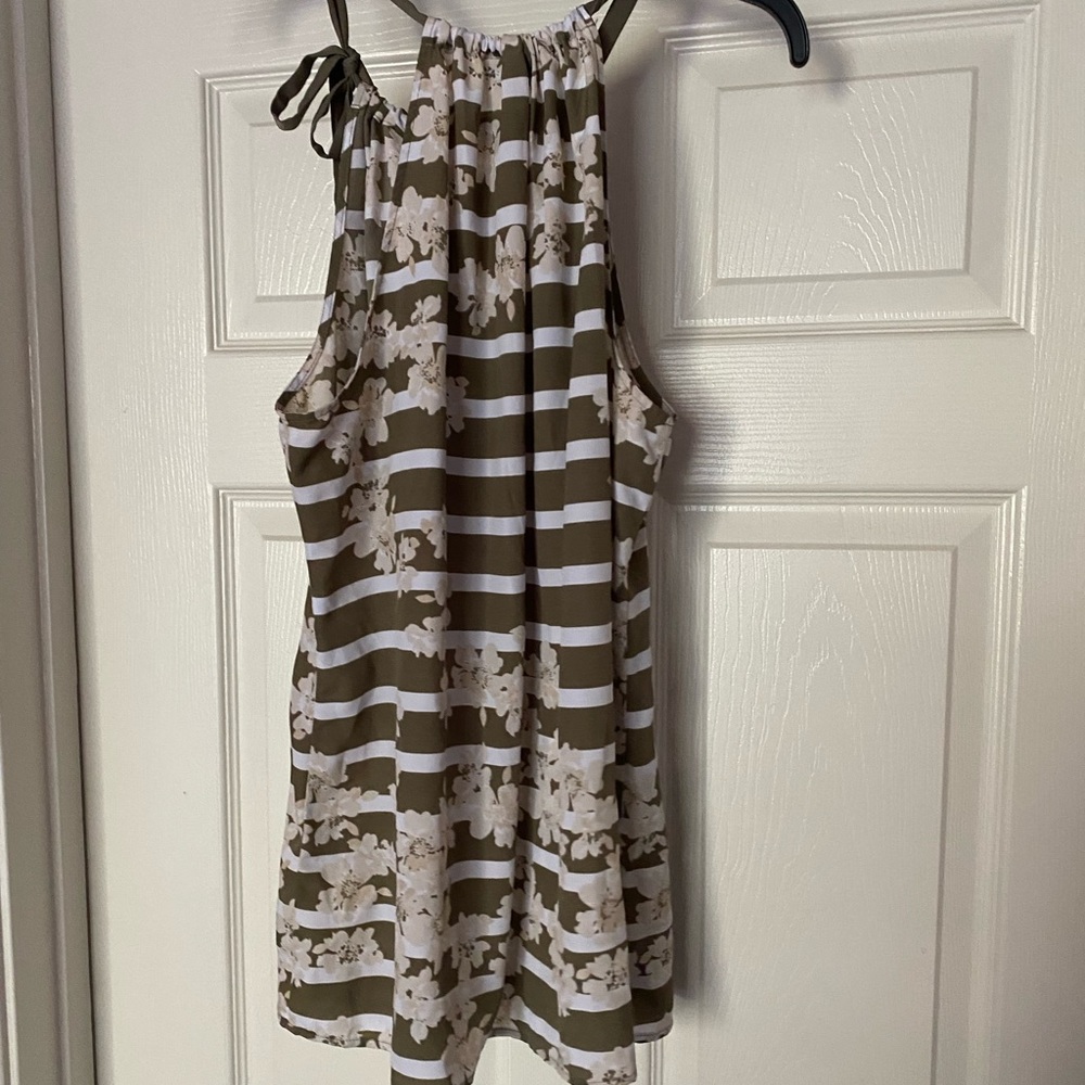 Ny & Co striped halter L olive